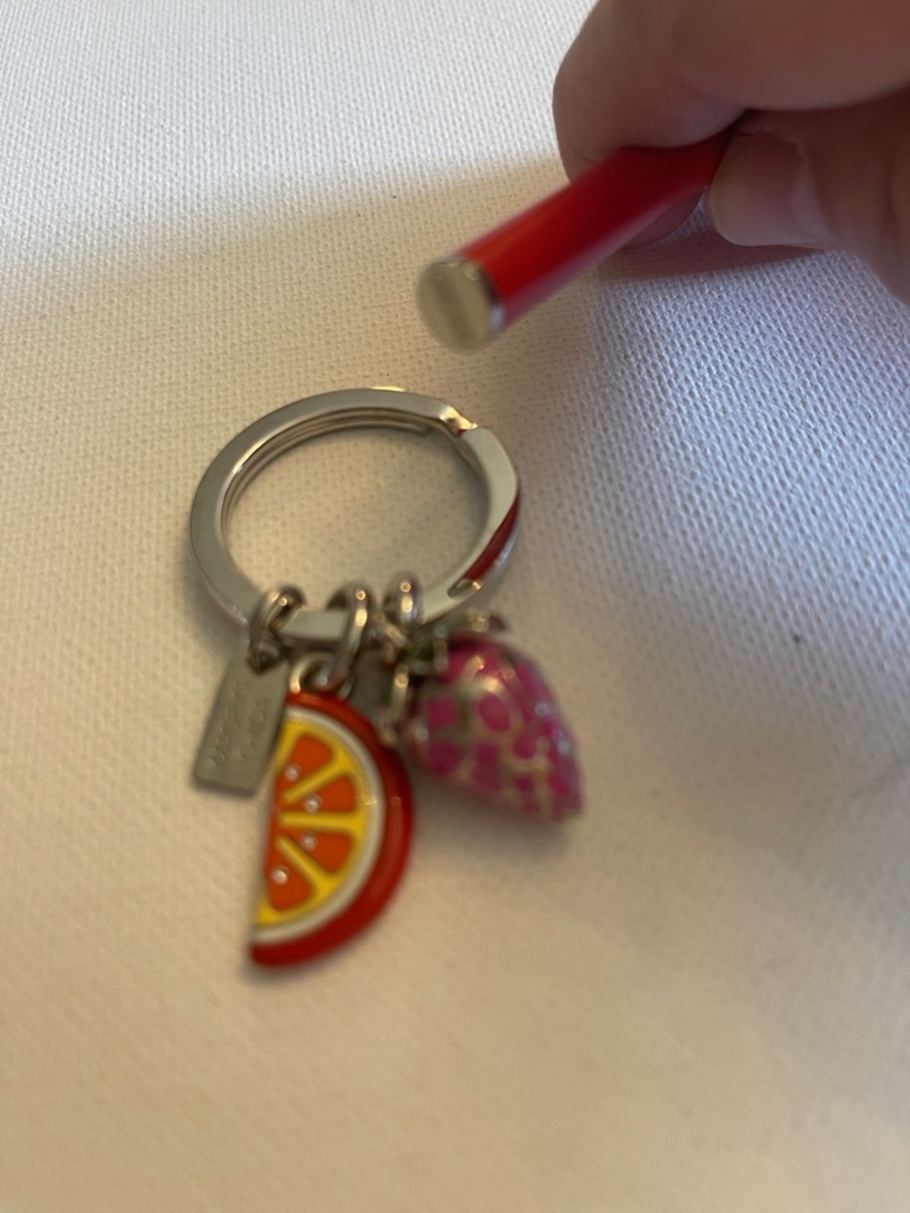 Coach Fruit Charm Keychain with Strawberry & Orange Slice Charms and Coach Pen - Picture 6 of 9